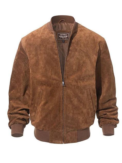 brown suede bomber jacket men's